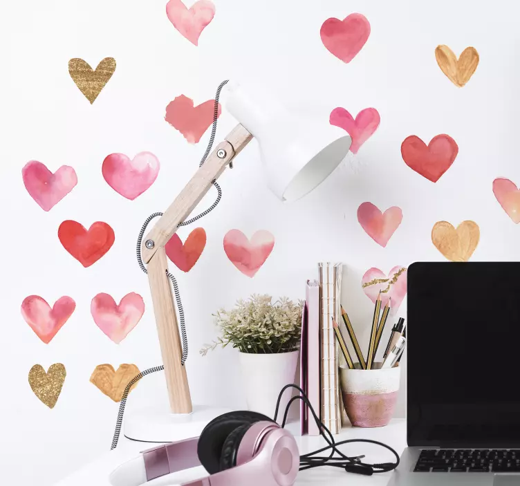 Naklejka na ścianę do domu Kolorowe serca - TenStickers