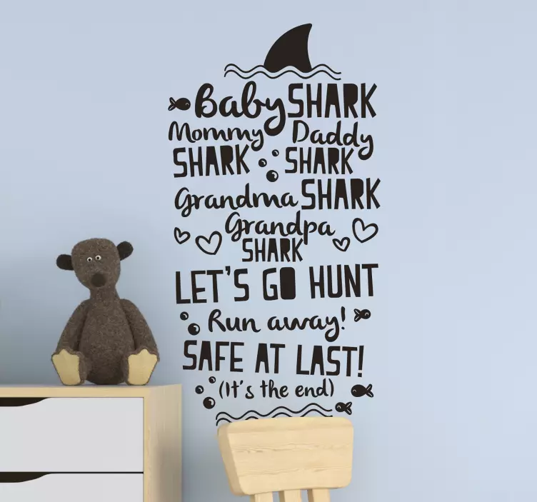 Napis na ścianę do domu Cytat z Baby Shark - TenStickers