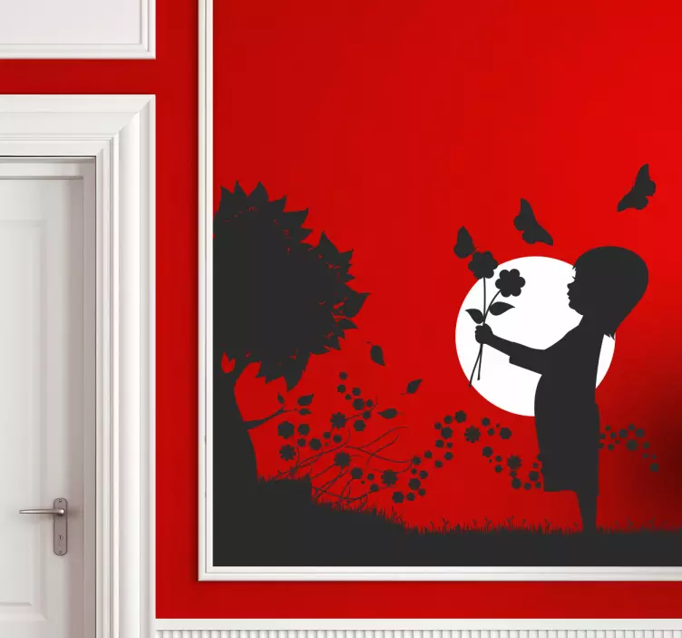 Naklejka na ścianę dziewczynka z motylami - TenStickers