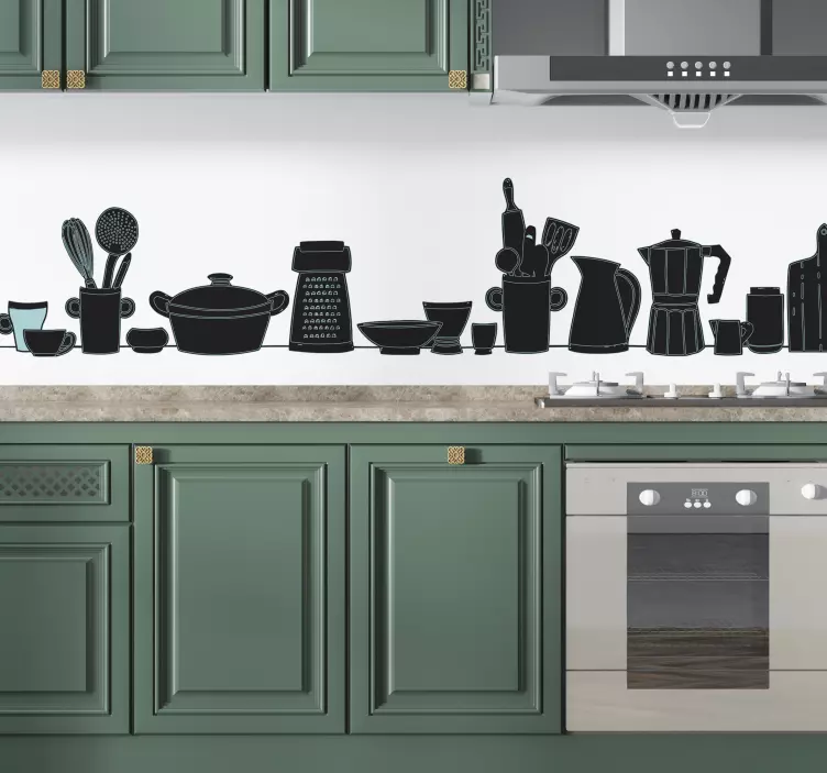 Naklejka na ścianę gastronomia sylwetki przyborów kuchennych - TenStickers