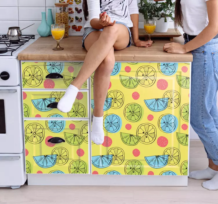 Naklejka na ścianę gastronomia wzór z kawałkami owoców - TenStickers