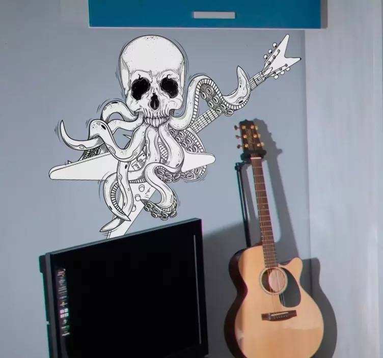 Naklejka na ścianę gitara czaszka muzyka - TenStickers