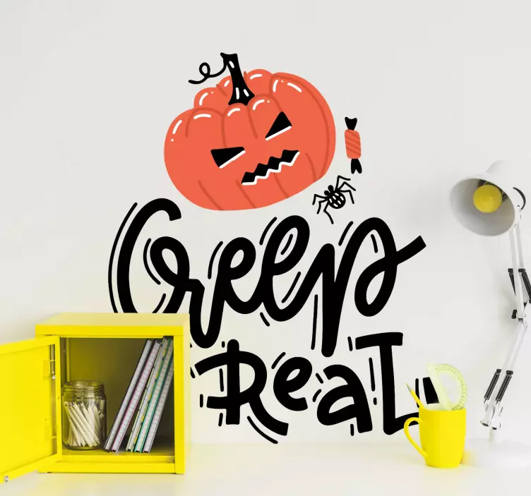 Naklejka na ścianę Halloween przerażający wzór dyni - TenStickers