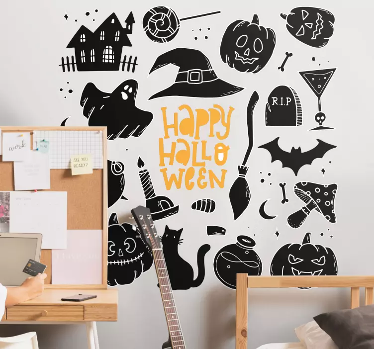 Naklejka na ścianę Halloween upiorne elementy - TenStickers
