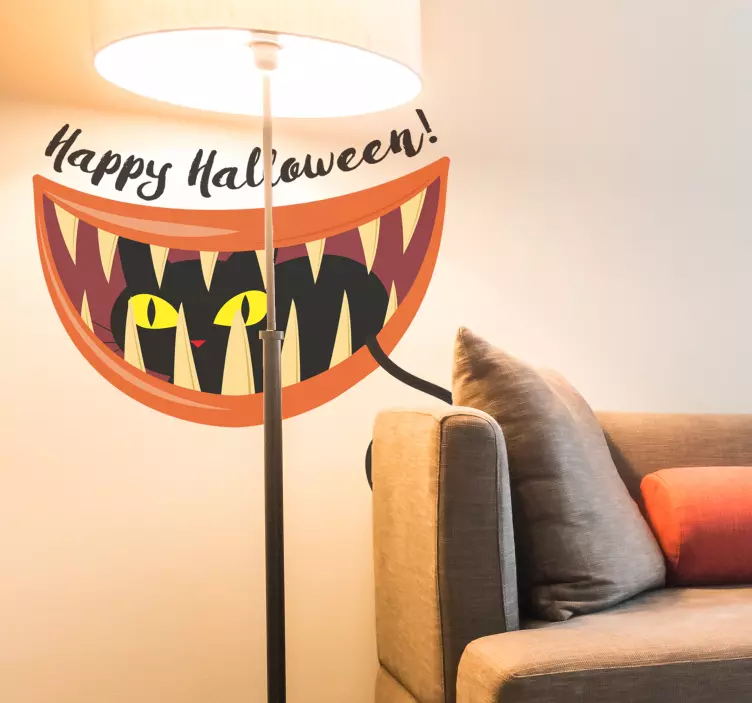 Naklejka na ścianę Halloween uśmiech kota na noc duchów - TenStickers