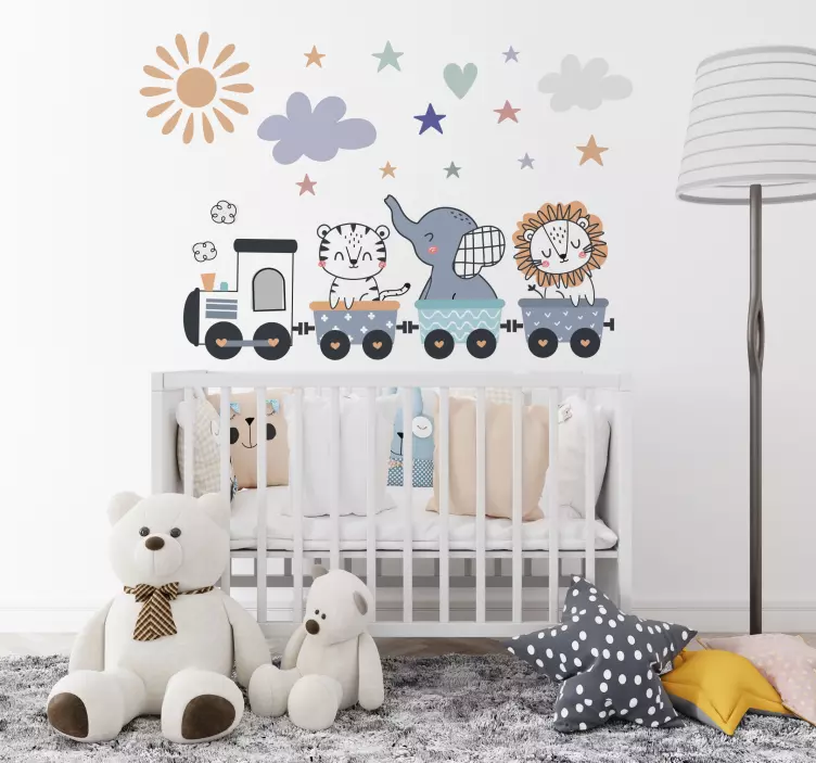 Naklejka dekoracyjna ilustracje szczęśliwe zwierzęta trenują - TenStickers