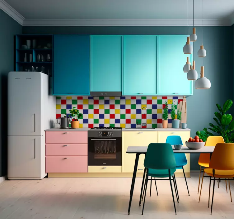 Naklejka dekoracyjna w kolorowe płytki - TenStickers