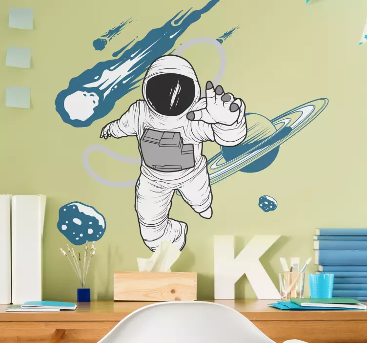Naklejka na ścianę kosmos astronauta dryfujący w kosmosie - TenStickers