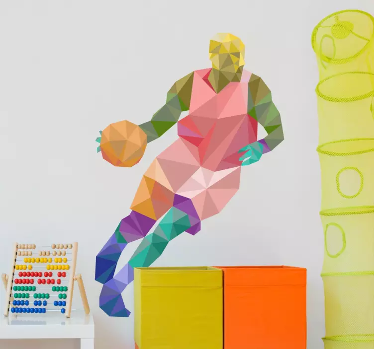 Naklejka na ścianę koszykarz origami - TenStickers