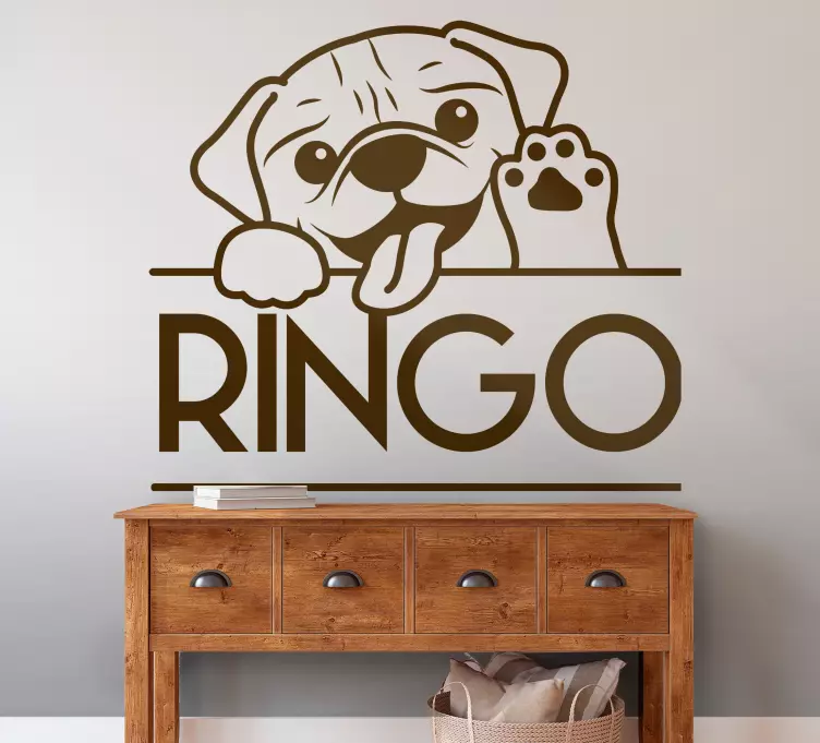 Naklejka na ścianę koty Monokolorowy ładny pies zerkający - TenStickers