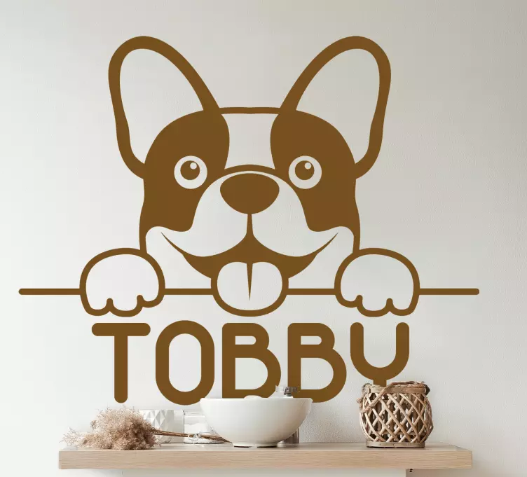 Naklejka na ścianę koty śliczny monokolorowy pies zerkający - TenStickers