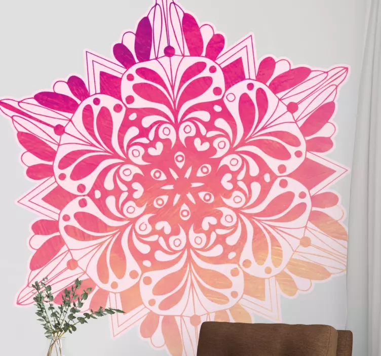Naklejka na ścianę kwiaty złożona mandala botaniczna - TenStickers