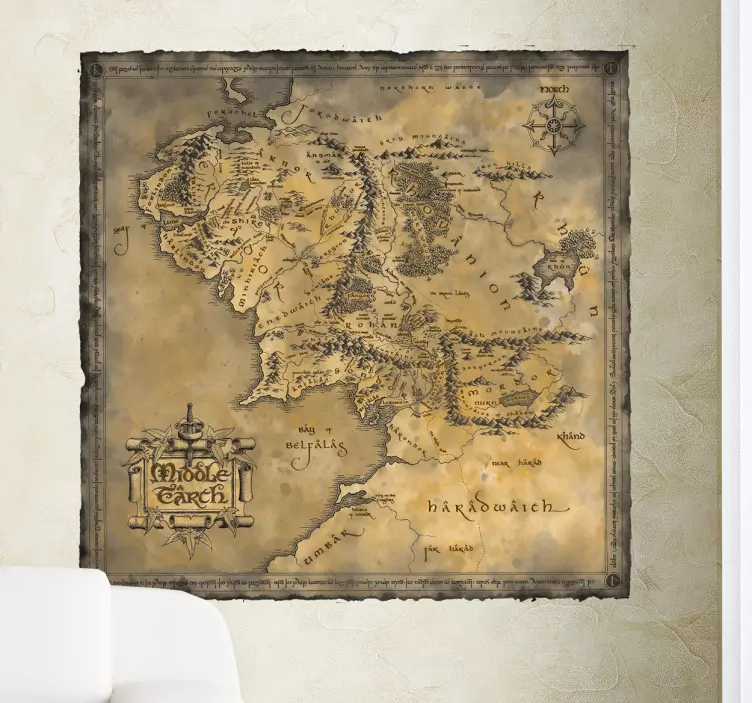 Naklejka na ścianę Mapa Śródziemia - TenStickers