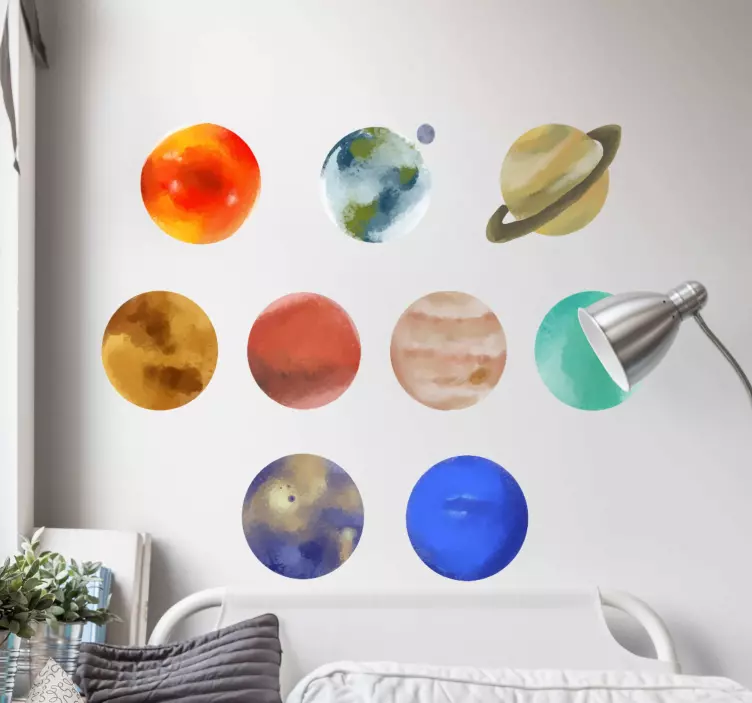 Naklejka na ścianę miejsca kolekcja planet w akwareli - TenStickers