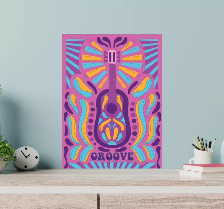 Naklejka na ścianę miejsca kolorowa sztuka gitary - TenStickers