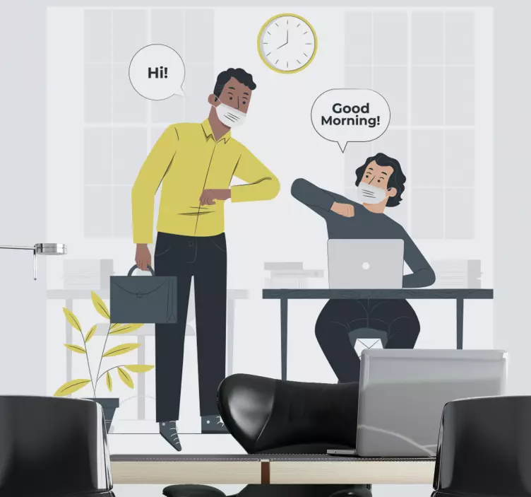 Naklejka na ścianę miejsca poranne powitania w biurze - TenStickers