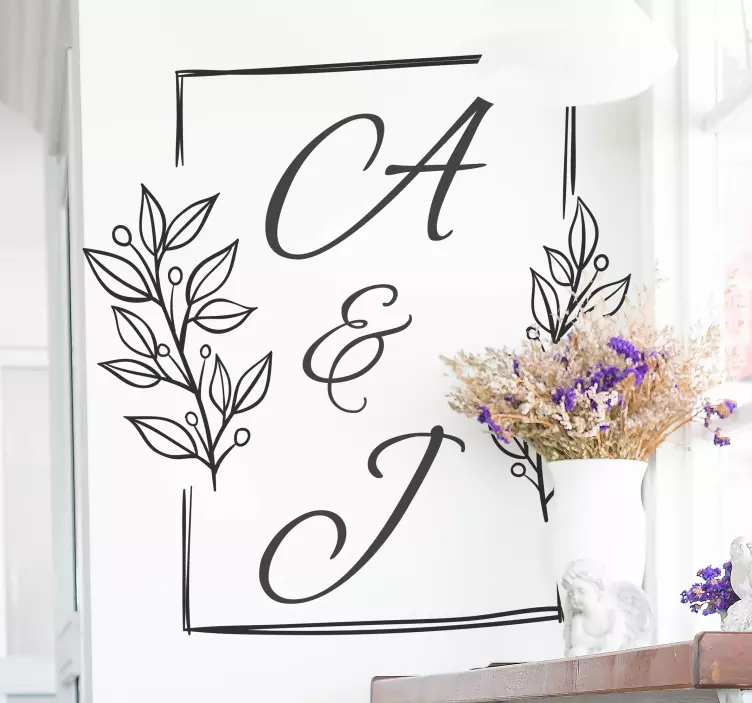Naklejka na ścianę miłość personalizowane inicjały pary - TenStickers