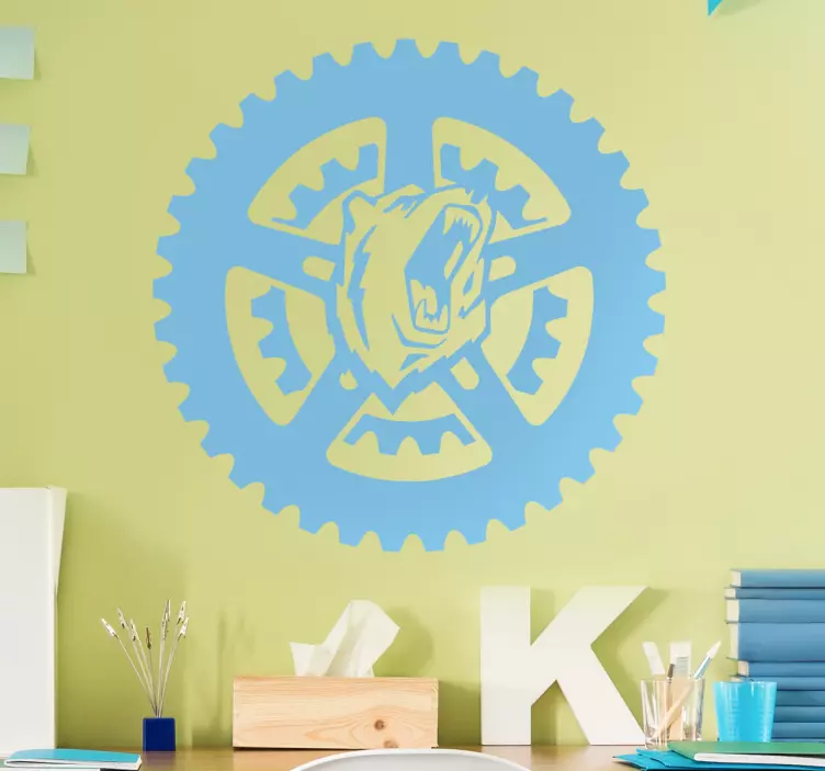 Naklejka ścienna motocykl koło z niedźwiedziem - TenStickers