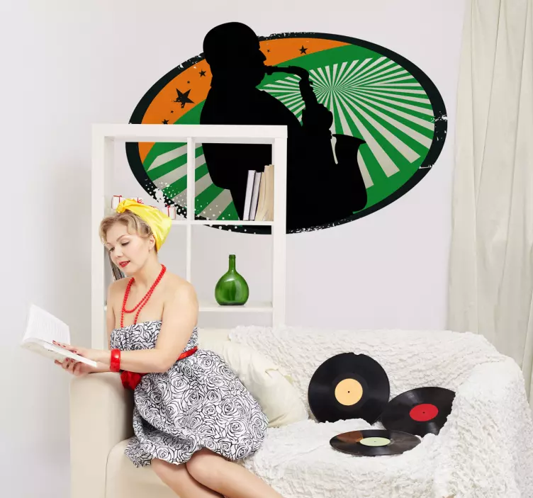 Naklejka na ścianę muzyka cień saksofonisty - TenStickers
