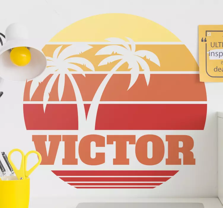 Naklejka na ścianę natura silhouette palm w zachodzie słońca - TenStickers