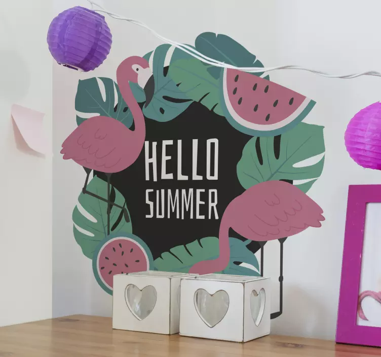 Naklejka na ścianę natura z tropikalnym flamingiem - TenStickers