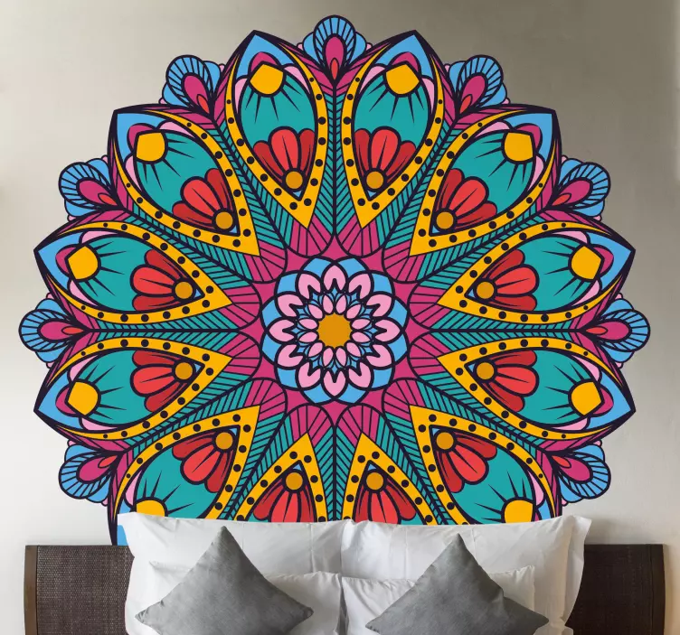 Naklejka na ścianę wzór kwiatowy żywa botaniczna mandala - TenStickers