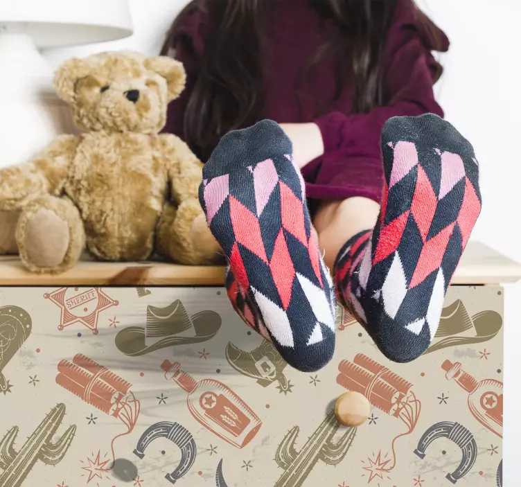 Naklejka na ścianę ornament elementy retro kowbojskie - TenStickers