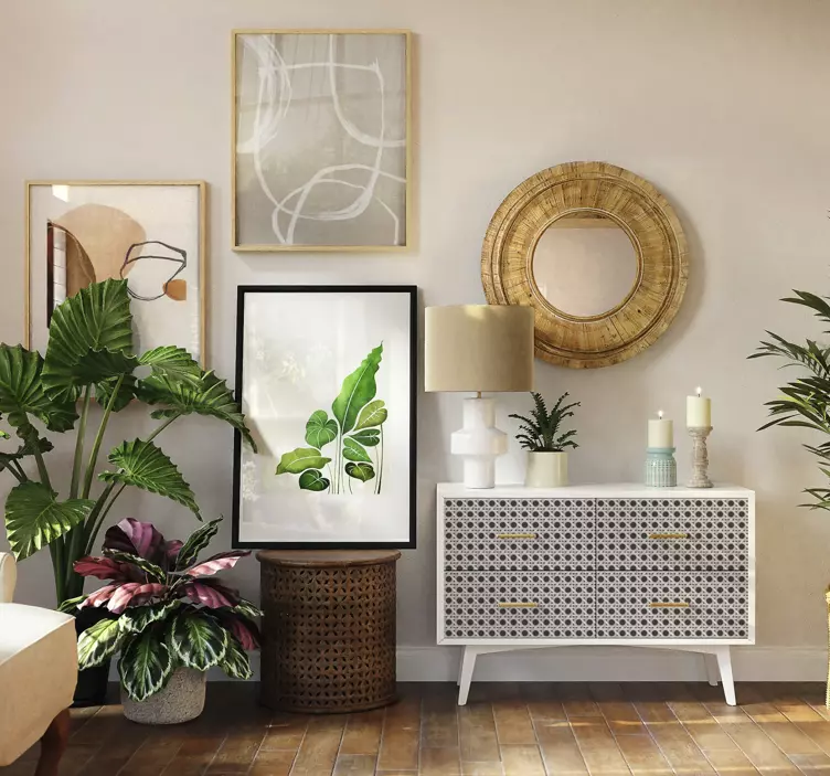 Naklejka na meble współczesny wzór liścia - TenStickers