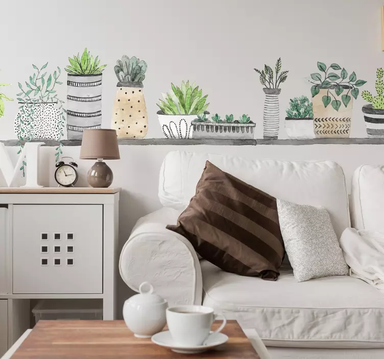 Naklejka na ścianę półka z doniczkami - TenStickers