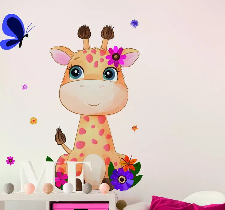 Naklejka na ścianę psy i koty słodka postać żyrafy - TenStickers