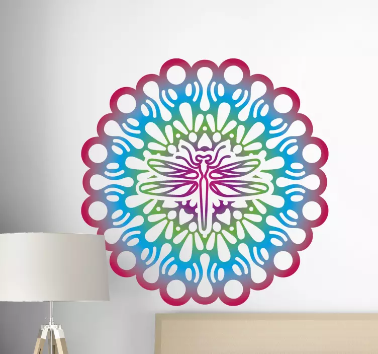 Naklejka na ścianę ptaki kolorowa mandala ważki - TenStickers