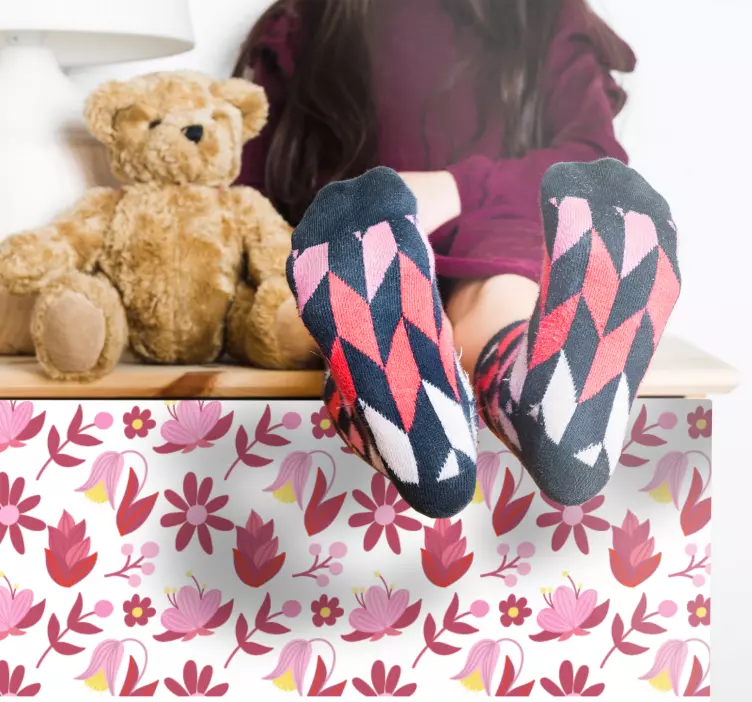 Naklejka na meble różowy kwiatowy wzór - TenStickers