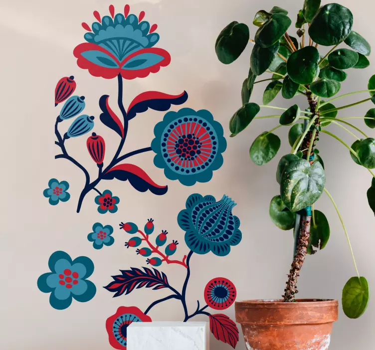 Naklejka na ścianę rośliny kompozycja kwiatowa wielokolorowa - TenStickers