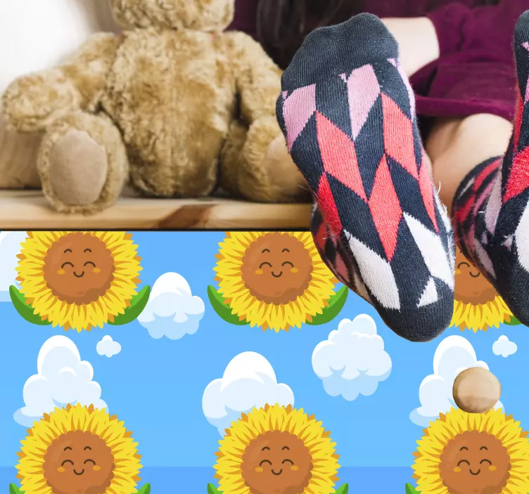 Naklejka na ścianę rośliny wesoły wzór słonecznika - TenStickers