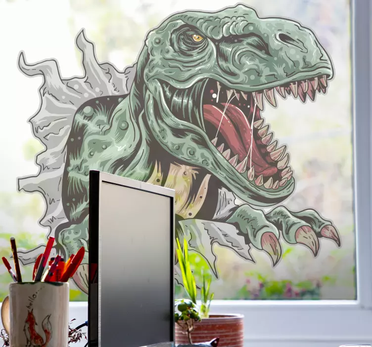 Naklejka na ścianę smoki atakujący dinozaur - TenStickers