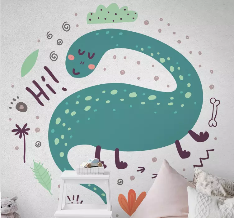 Naklejka na ścianę smoki przyjazna ilustracja dinozaura - TenStickers