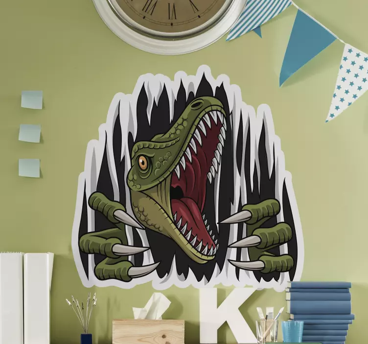 Naklejka na ścianę smoki rycząca twarz dinozaura - TenStickers
