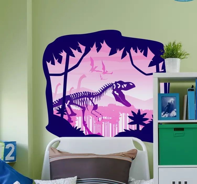 Naklejka na ścianę smoki scena szkieletu dinozaura - TenStickers