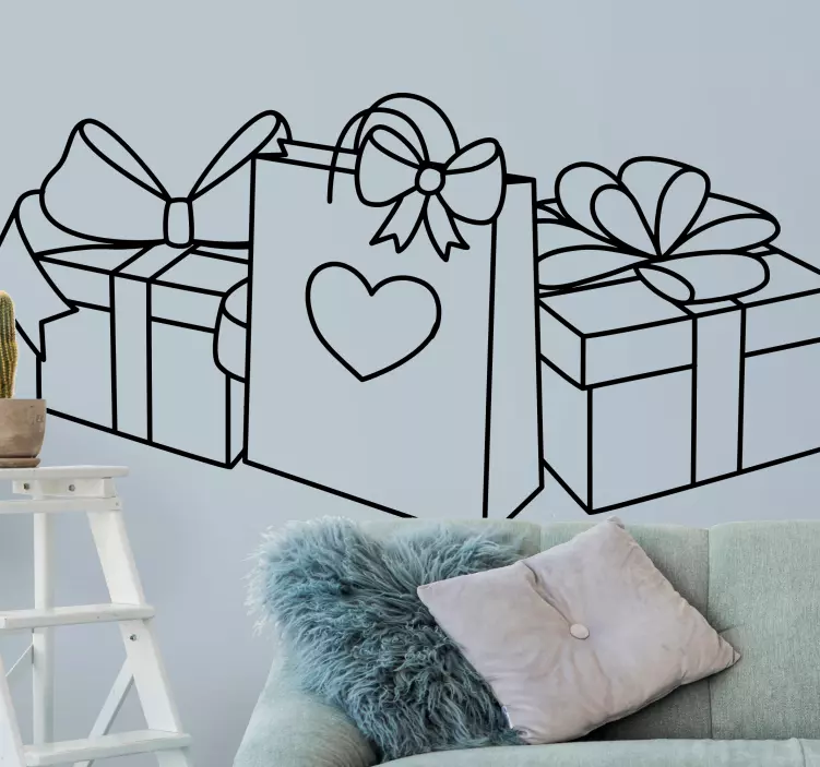 Naklejka na ścianę świąteczna kompozycja toreb prezentowych - TenStickers