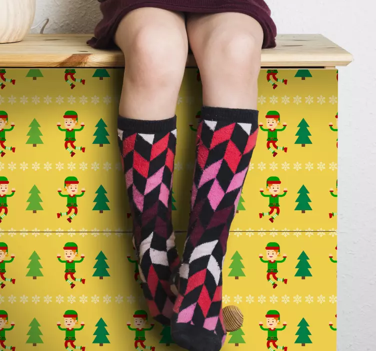 Naklejka na ścianę świąteczna radosny wzór elfa - TenStickers