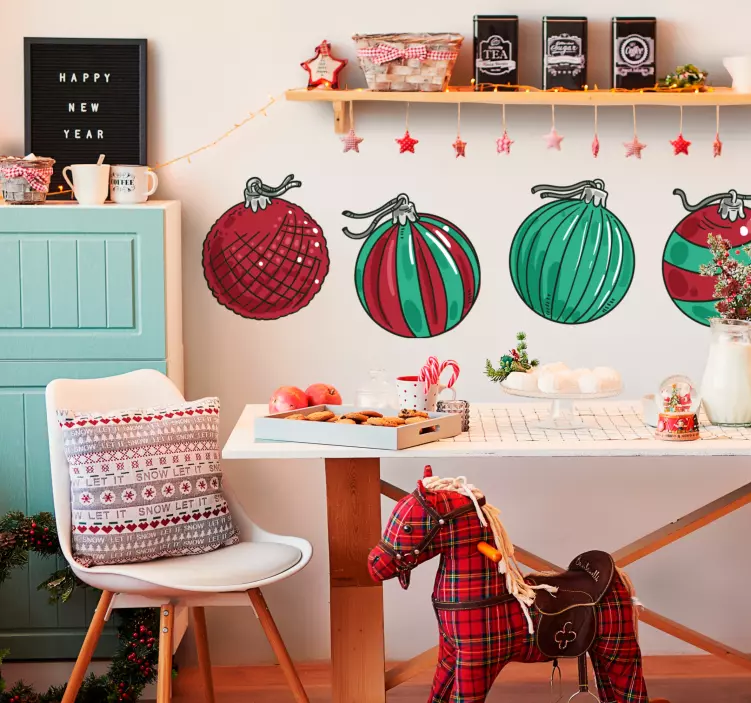 Naklejka na ścianę świąteczna świąteczne wzory ozdób - TenStickers