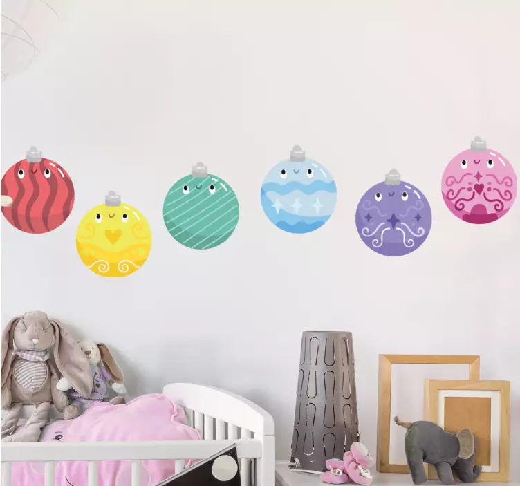 Naklejka na ścianę świąteczna zabawny zestaw ozdób - TenStickers
