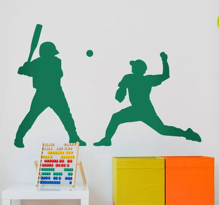 Naklejka na ścianę sylwetka gra w baseball - TenStickers