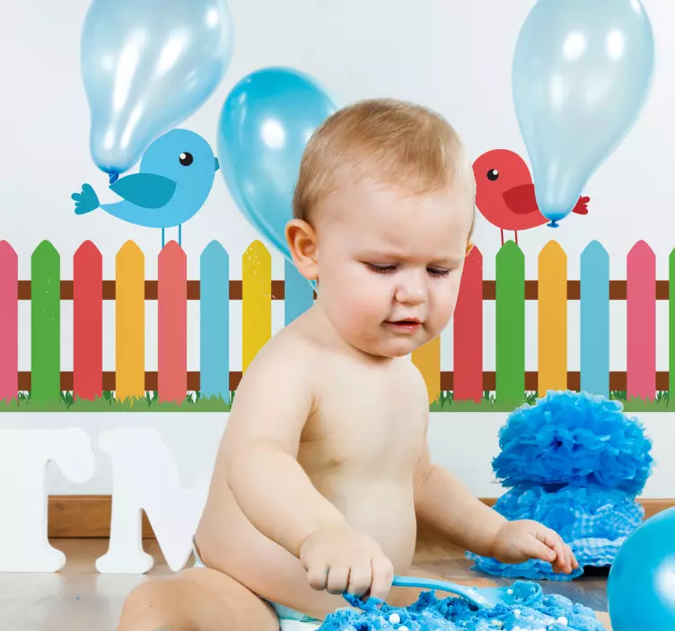 Naklejka na ścianę falbana kolorowy płot - TenStickers