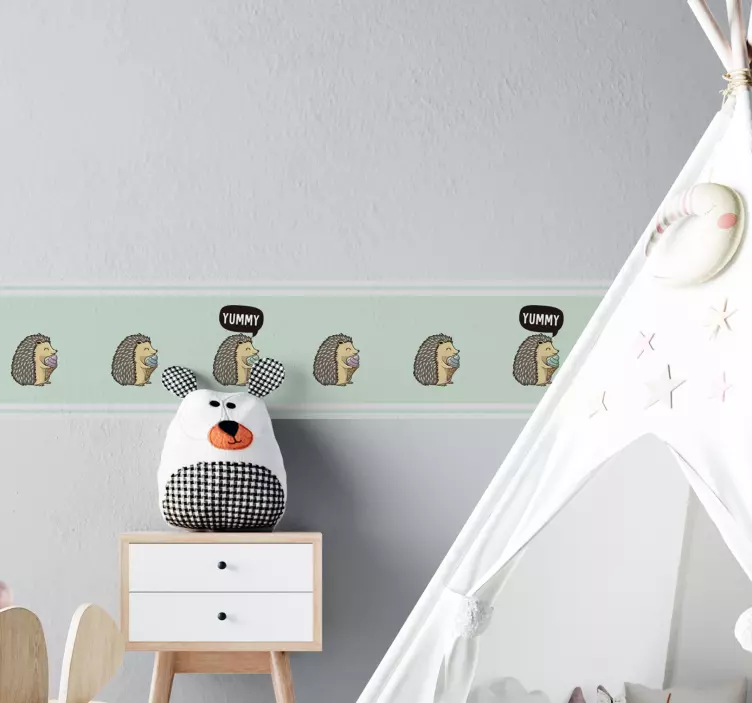 Naklejka na ścianę szlaczki słodka kolekcja jeży - TenStickers