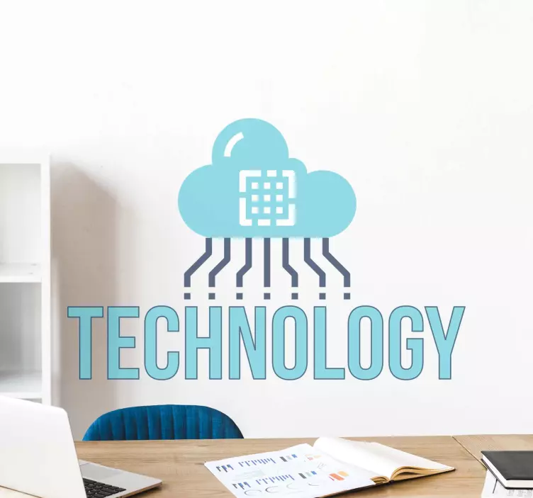 Naklejka na ścianę technologia Łączność z danymi w chmurze - TenStickers