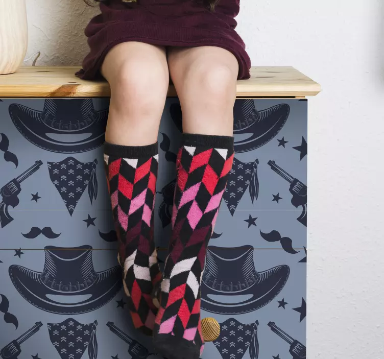 naklejka na ścianę telewizja i gry nadruk w stylu kowbojskim - TenStickers