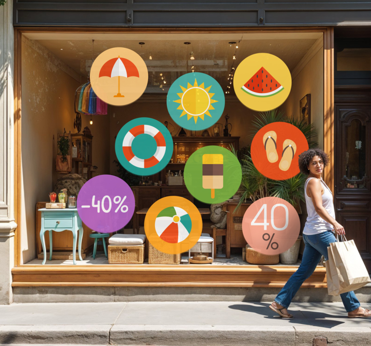 Naklejka na ścianę wyprzedaż kolorowe letnie rabaty - TenStickers