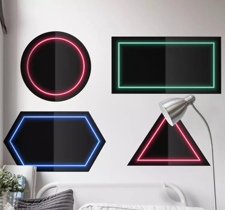Naklejka na ścianę wzory geometryczne akcenty neonowe - TenStickers