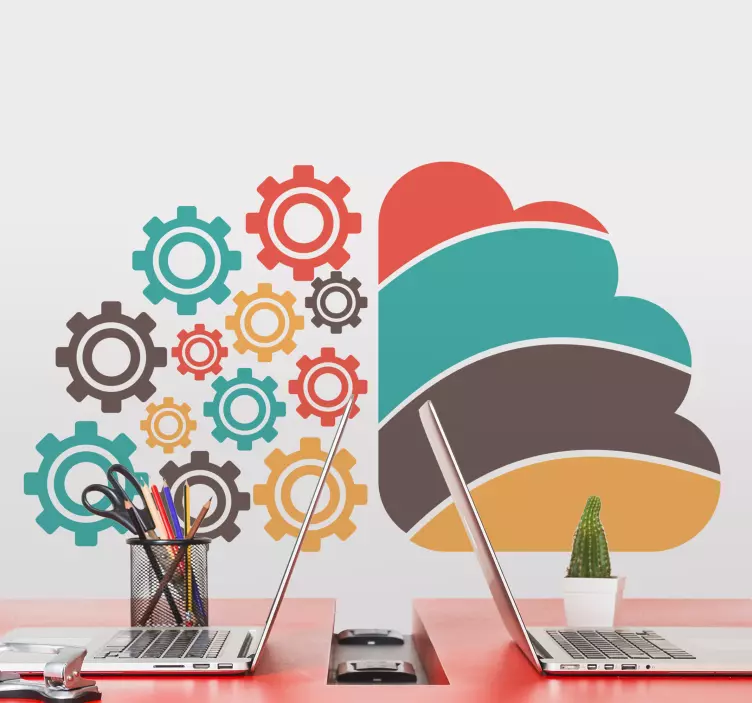 Naklejka na ścianę wzory geometryczne kolorowe wzory zębate - TenStickers